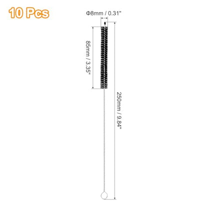 uxcell 10Pcs Drinking Straw Cleaning Brushes, 10" x 2/8" Nylon Bristles Long Straw Brush Pipe Cleaner for Washing Straws Pot Spout, Sippy Cup, Bottle and Tube (Black) - color: Black, size: 10" x 2/8"