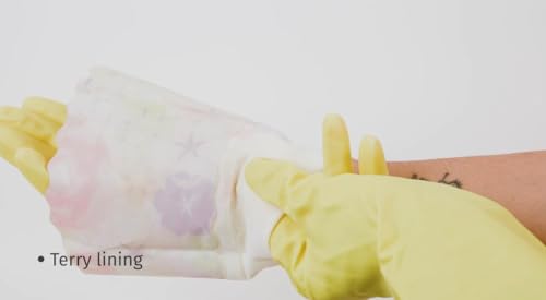 Household Gloves - Latex-Free, Waterproof, Long Cuff, Soft Lining Non-Slip, Adjustable Strap, Multi-Layer Protection, Flexible, Durable, Chemical-Resistant, Reusable for Cleaning (4 Pair) - color: Yellow/Grey, size: Large (Pack of 4)