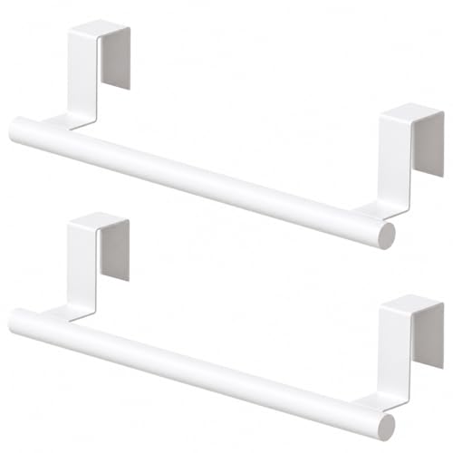 Cabinet Door Towel Bar, Kitchen Towel Holder, White 2 Pack - color: White