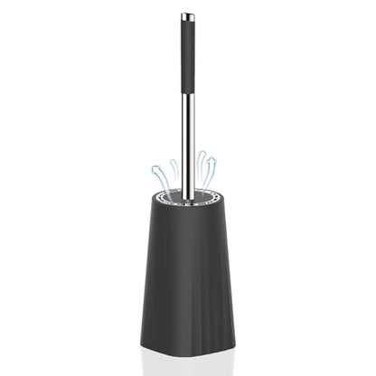 SetSail Toilet Brush, Compact Size Toilet Bowl Brush and Holder Toilet Brushes for Bathroom with Stainless Steel Handle Toilet Cleaner Brush with Durable Scrubbing Bristles, Splash-Proof - color: Black, size: 1 pack
