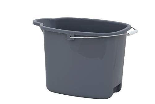 Superio Plastic Bucket with Grip Handle, 16 Liter Large Spout Cleaning Pail Grey, Heavy Duty Bucket Home Floor Mopping, Bath, Car Wash, Bowls for Camping, Fishing - color: Gray, size: 1 Pack