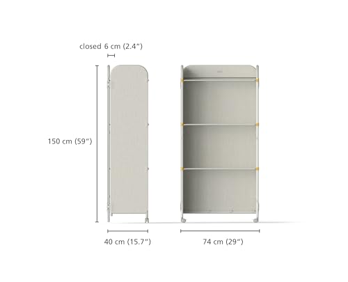 Joseph Joseph Eclipse 3-Tier Adjustable Laundry Drying Rack, Integrated Fabric Cover, Foldable with Wheels, Heavy Duty, Ecru