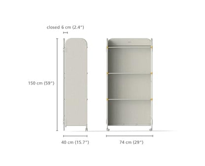 Joseph Joseph Eclipse 3-Tier Adjustable Laundry Drying Rack, Integrated Fabric Cover, Foldable with Wheels, Heavy Duty, Ecru