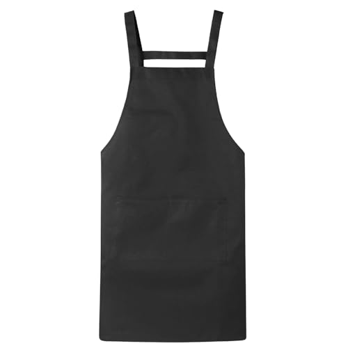 Adjustable Kitchen Apron with Pockets - Unisex Waterproof Cooking Apron for Baking, Grilling, Cleaning, Gardening (1 Pack, Black)