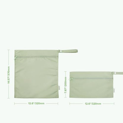 haakaa Wet Dry Bags for Baby, Water Resistant Wet Dry Bag, 2pcs, Grass - color: Grass