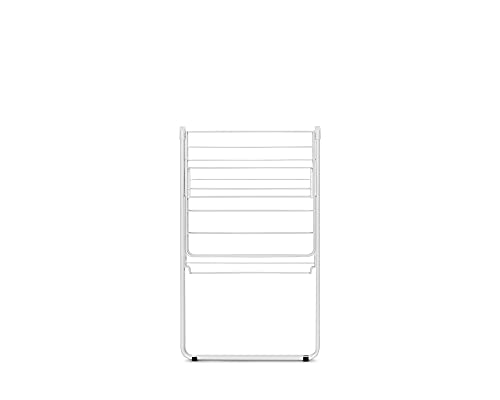 Brabantia HangOn Compact Clothes Drying Rack | 49ft (15m) | White | Small Indoor Clothes Airer Laundry Stand with 2 Fold-Out Wings & Hanger Hooks, Folds Flat, Ideal for Condos | Fits Full Load - color: Fresh White