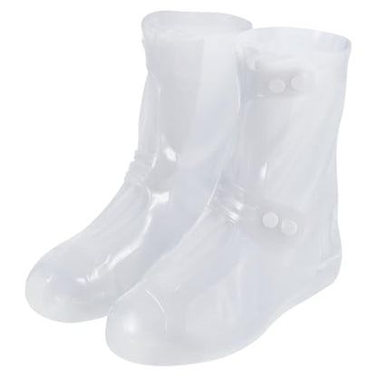 HARFINGTON Waterproof Shoes Cover XL (US 7) Rain Galoshes w Double Buckle - color: White, size: XL (US 7)