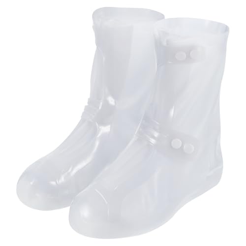 HARFINGTON Waterproof Shoes Cover XXL (US 8) Rain Galoshes w Double Buckle - color: White, size: XXL (US 8)