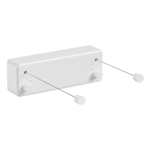 JOOM Retractable Clothesline Indoor, Dual 2 x 13.8 FT Clothes Lines, White - color: White