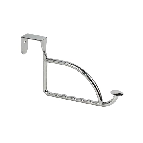 Spectrum Stratford Chrome Over The Door Hook Valet for Hanging Clothes Towels Robes, Easy Hang Sturdy Steel Door Hanger for Closet Bedroom Bathroom Laundry Room Door, Fits Doors Up to 1.3” Thick