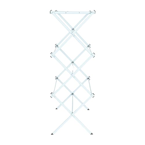 Household Essentials Folding Clothes Drying Rack with Strong Steel Frame and 11 Coated Dowels, White - color: White/Black