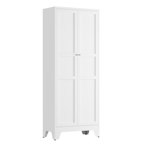 Letaya Metal Pantry Kitchen Storage Cabinet,61" H Adjustable Shelves,White - color: White, size: 14"D x 28"W x 61"H