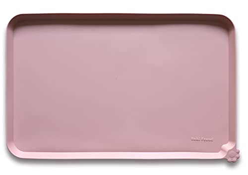 Hoki Found Silicone Pet Food Tray - High-Lips Dog Cat Bowl Mats - Waterproof Dog Cat Food Mats - Neutral Pink - color: Neutral Pink, size: 19" x 12"