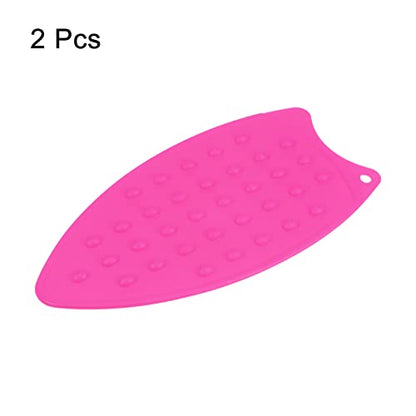 HARFINGTON 2pcs Silicone Iron Rest Pad, Multipurpose Iron Hot Resistant Mat Iron Rest Plate for Ironing Board Hot Heat Resistant Steam Compact Mat, Fuchsia - color: Fuchsia