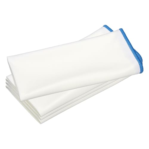 uxcell 4Pcs Glass Polishing Cloth, 23.6x15.7 Microfiber Cleaning Cloths Lint & Streak Free Quickly Drying Towels for Glassware, Cars, Glasses, Phone Screens, Sunglasses, Blue & White
