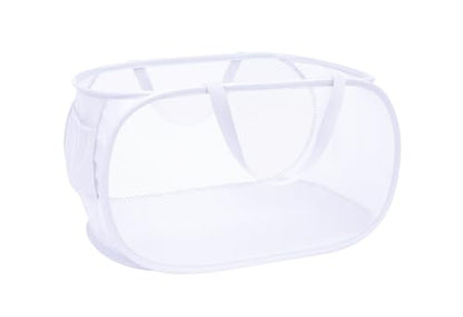 Collapsible Laundry Hamper Basket,Pop Up Mesh Foldable Bag for Laundry Room - color: White