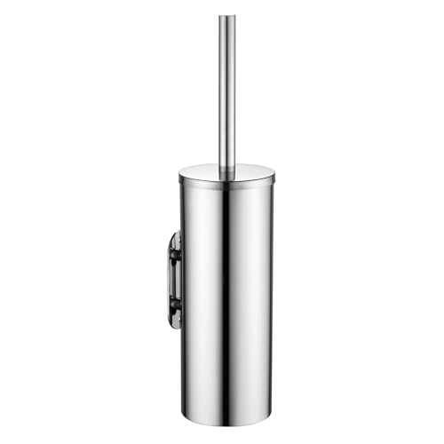 Chrome-Plated Wall-Mounted Stainless Steel Toilet Brush and Holder - color: Chrome