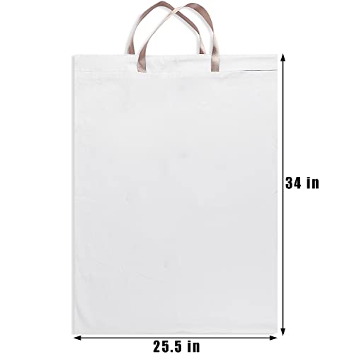 LOLOMLO Extra Large Canvas Laundry Bags with Handles & Drawstring Closure, Heavy Duty Tears Resistant Clothes Storage Travel Bags,25.5"x34",White - color: White