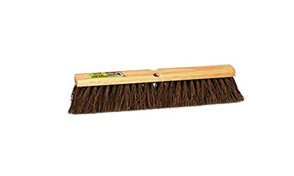 Push Broom Indoor and Outdoor Floor Sweep Use, 18 Inch, Heavy Duty Hardwood Block, Palmyra Bristles Scrub Brush, Cleaning Broom for Patio Garage, Deck, Or Home Use - size: 18"