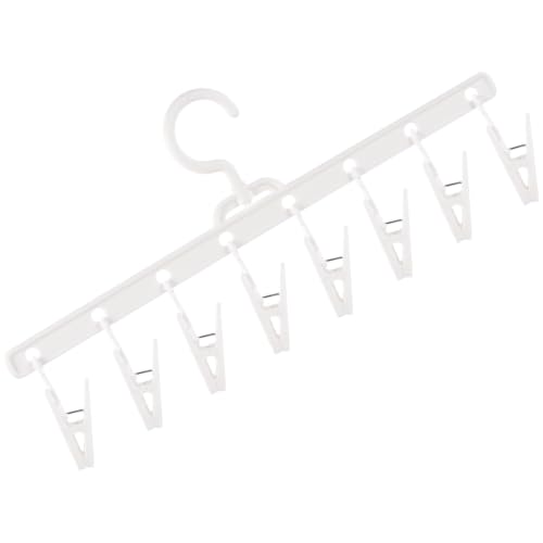 BESTYASH Foldable Windproof Clips Socks Clips Multi-Purpose Hanger with 8 Clips for Socks Underwear Hat Storage Laundry Drying Rack Closet Organization