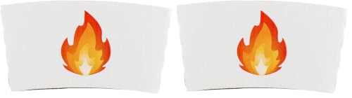 Restaurantware SLEEVES ONLY: Restpresso 5.1 x 2.8 Inch Coffee Cup Sleeves 50 Corrugated Hot Cup Sleeves - Fire Emoji Heat-Tolerant White Paper Disposable Coffee Sleeves Secure Grip (Pack of 2) - color: White, size: Fire (Pack of 2)