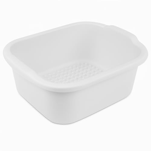 Plastic Wash Tub Dishpan Basin and Foot Bath for Soaking Feet - White - color: White