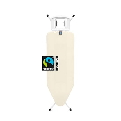 Brabantia XL Comfort Ironing Board with Solid Steam Iron Rest | Large (Size C) | Fairtrade Ecru Cover | Adjustable Height (27-38"), Easy Fold, Anti-Collapse Lock, Non-Slip Feet - color: Ecru, size: Steam Iron Rest