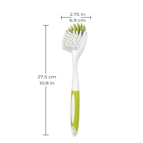 Dish Brush with Handle, Stiff Bristles Dish Scrubber for Pots, Pans & Sink Cleaning, 5 Pack - color: Yellow 5 Pack
