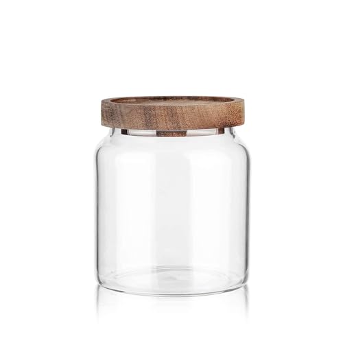Labina Glass Jar with Wood Lid, Airtight Kitchen Storage Canister - size: A1: 20 Oz 1 pcs