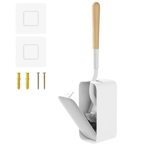 Toilet Cleaner Brush, Diveotree Toilet Brush and Holder for Dead Corner Cleaning, Wall Mounted Toilet Bowl Brush for Bathroom Decor, Toilet Scrubber Brush for Home/Hotel (White, Square-1pack)