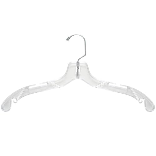 NAHANCO 17” Clear Mid-Heavyweight Plastic Hanger, 100 Pack, Made in USA - color: Clear