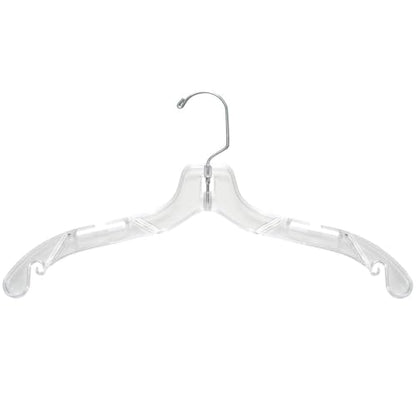 NAHANCO 17” Clear Mid-Heavyweight Plastic Hanger, 100 Pack, Made in USA - color: Clear