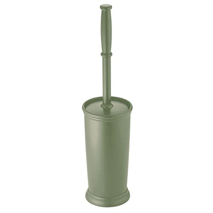 mDesign Toilet Bowl Brush and Holder - Covered Bathroom Toilet Brush - Standing Toilet Bowl Scrubber in Modern Holder - Space Saving, Deep Cleaning Brush for Toilet - Hyde Collection - Olive Green - color: Olive Green, size: Pack of 1