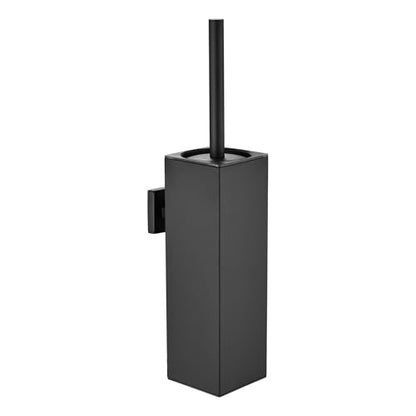 Black Square Wall-Mounted Toilet Brush Holder, Drill-Mounted - color: Black