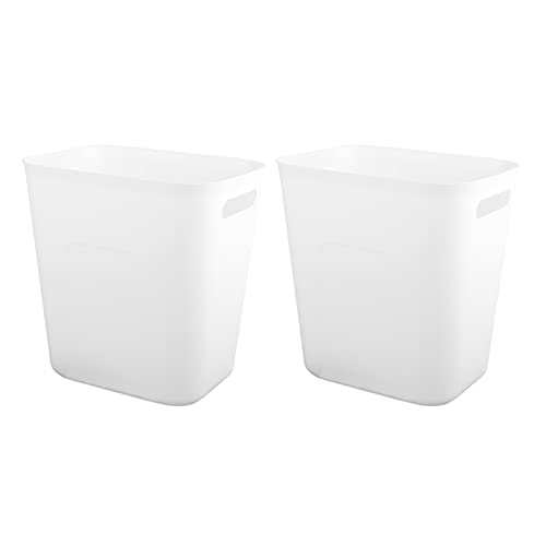 Plastic Small Bathroom Trash Can Wastebasket, 3.5 Gallon, White, 2 Pack - color: White, size: 3.5 Gallon/2 Pack