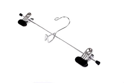 12 Quality Pants Hangers Heavy Duty Add-on Skirt/Slack Metal Hanger, Extra Wide Adjustable Clips, Multi Stackable Add on Hangers, Chrome, Jeans, Bottoms (12)