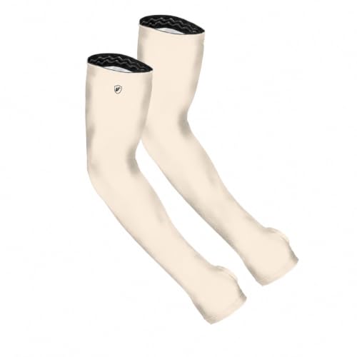 FARMER'S DEFENSE Gardening Arm Sleeves|UV Cooling Protective Sleeve Women & Men|Anti-Scratch Cover Sun UPF Outdoor Protection - Cream - L/XL - color: Cream, size: Large/Extra Large