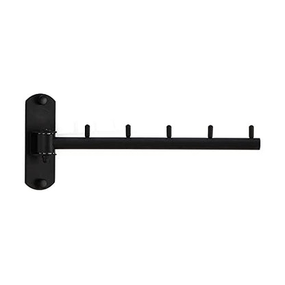 Folding Wall Mounted Clothes Hanger Rack with Swing Arm Stainless Steel Heavy Duty Coat Hook for Bathroom, Bedroom, Laundry Room - Black - color: Black