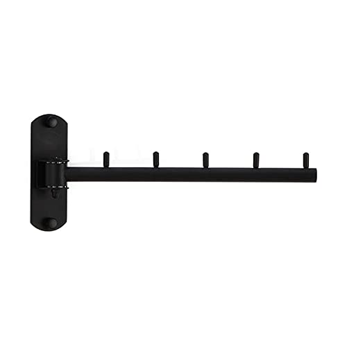 Folding Wall Mounted Clothes Hanger Rack with Swing Arm Stainless Steel Heavy Duty Coat Hook for Bathroom, Bedroom, Laundry Room - Black - color: Black