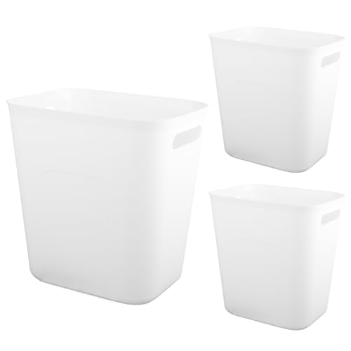 UUJOLY Plastic Small Trash Can Wastebasket, Garbage Container Basket for Bathrooms, Laundry Room, Kitchens, Offices, Kids Rooms, Dorms, 3.5 Gallon, White, 3 Pack - color: White, size: 3.5 Gallon/3 Pack