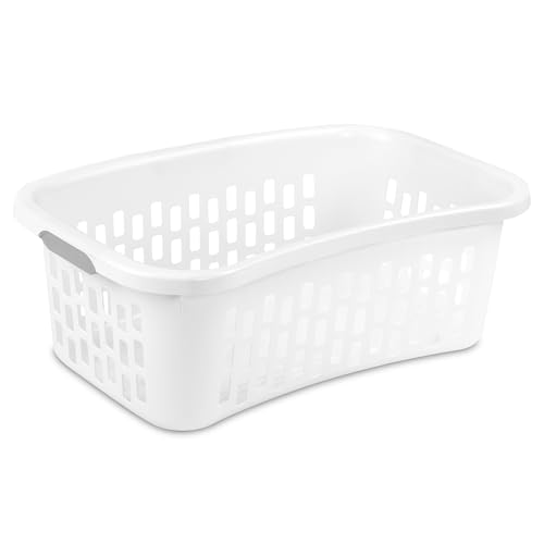 Sterilite HipHold Laundry Basket, Plastic Rectangle Clothes Hamper, 6 Pack - color: White, size: 1.5 Bushel (6 Pack)