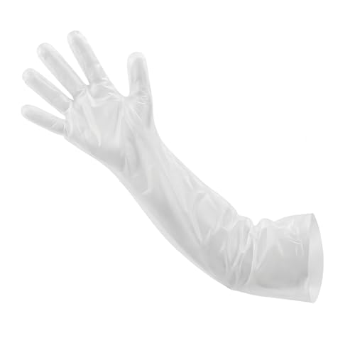 Long Disposable Gloves 50 Count | Elbow-length protective sleeves for household cleaning - durable plastic-free design, perfect for washing dishes, bathroom scrubbing & farm tasks