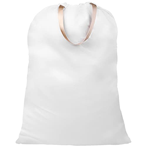 LOLOMLO Extra Large Canvas Laundry Bags with Handles & Drawstring Closure, Heavy Duty Tears Resistant Clothes Storage Travel Bags,25.5"x34",White - color: White