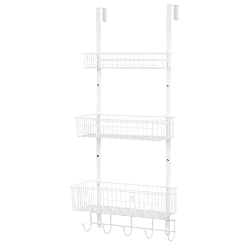 YBING Over The Door Organizer with Hooks, 3 Tier Door Hanger, White - color: White