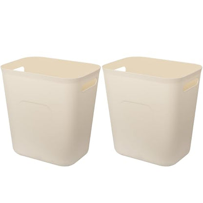 Plastic Small Bathroom Trash Can Wastebasket, 3.5 Gallon, Beige, 2 Pack - color: Beige, size: 3.5 Gallon/2 Pack