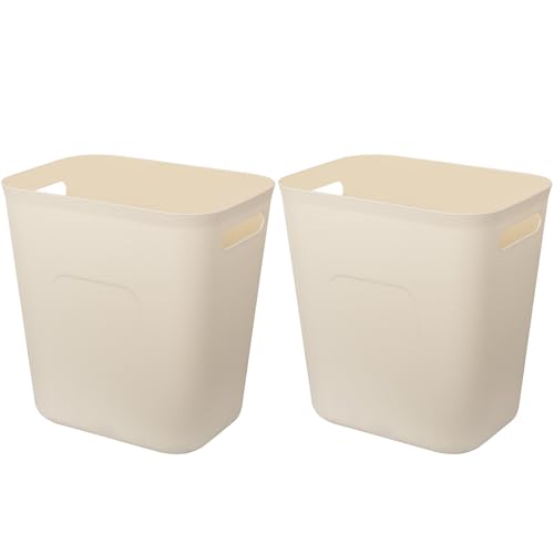 Plastic Small Bathroom Trash Can Wastebasket, 3.5 Gallon, Beige, 2 Pack - color: Beige, size: 3.5 Gallon/2 Pack