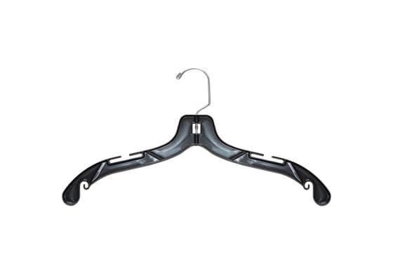 NAHANCO 17” Black Mid-Heavyweight Plastic Hanger, Chrome Hook, 100 Pack - color: Black With Chrome Hook