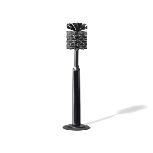Curio Home Goods Ionic Bottle Brush, Magnetized to Stand Upright, Stainless Steel with Replaceable Head, Onyx/Black