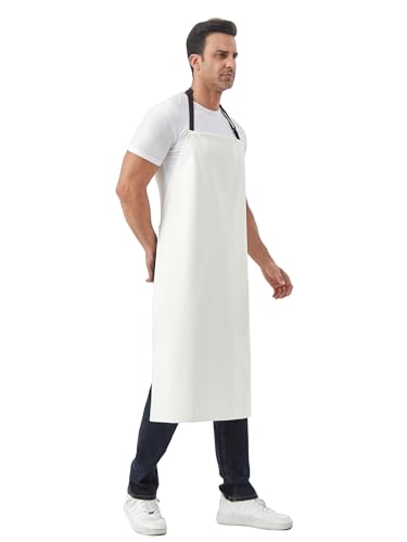 Nanxson Waterproof Apron Adjustable Dishwasher Apron for Women Men - color: White