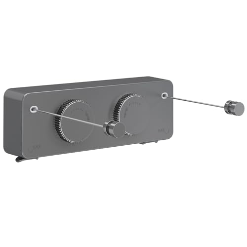 Danpoo Retractable Clothesline, Anti-Sag Adjustable Knob Heavy-Duty Clothes Line for Indoors/Outdoors with 2 * 13.8ft Stainless Steel Wire, Laundry Wall Drying Solutions, Gray - style: Grey